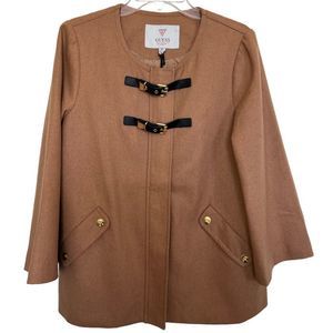 NWT Guess Brown Sugar Evanna 3/4-Sleeve Camel Cape Wool Coat Poncho